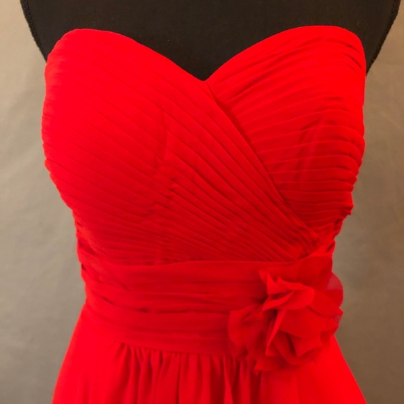 Red Strapless Corset Back Fit and Flare Formal Dress - Picture 4 of 9